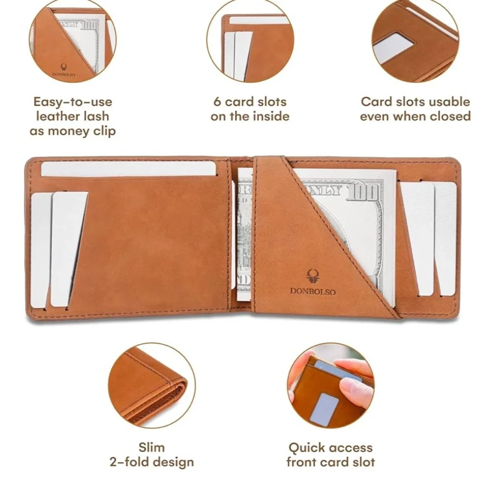 Donbolso Leather Wallets for Men with Coin Pocket